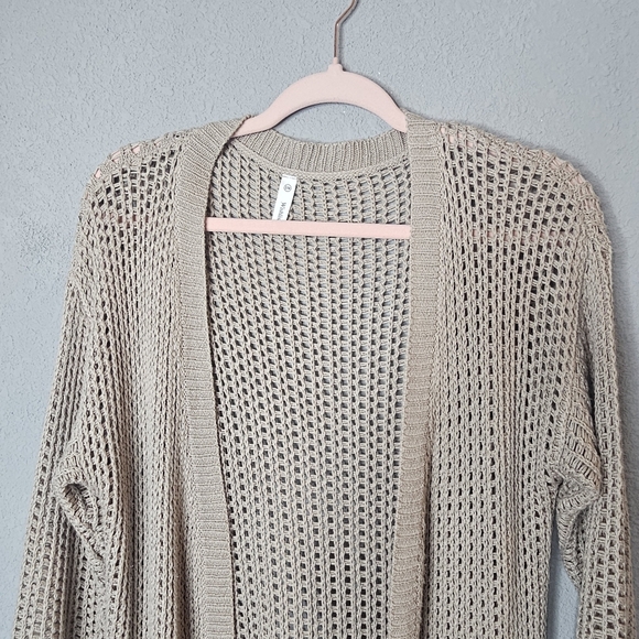 Wishlist Cardigan Womens Small Medium Beige Crochet Knit Long Duster Open Front - Picture 5 of 11